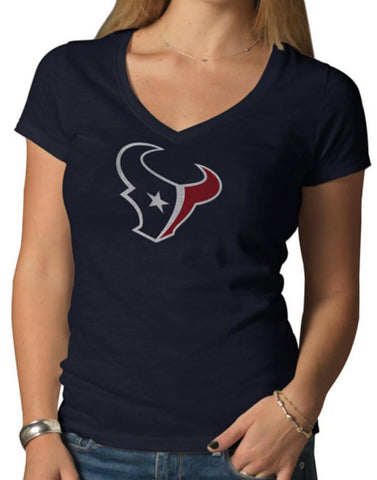 Shop Houston Texans 47 Brand Women Fall Navy Showtime V-Neck Scrum T-Shirt - Sporting Up