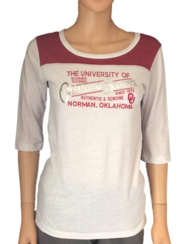 Oklahoma Sooners Blue 84 Women White Red-Shoulder Half-Sleeve T-Shirt - Sporting Up