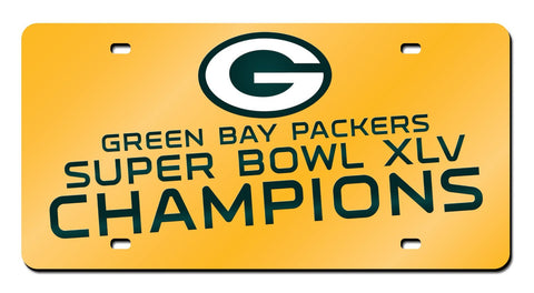 Shop Green Bay Packers Reebok Gold Super Bowl XLV Champions Mirror License Plate - Sporting Up