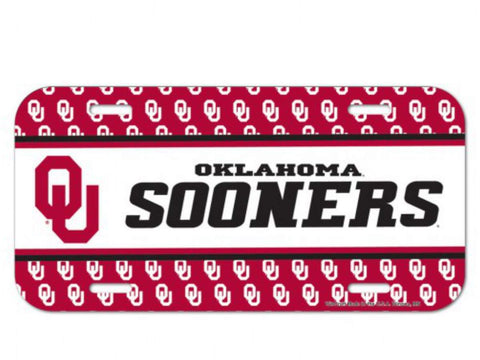 Oklahoma Sooners WinCraft Red & White Plastic License Plate Cover (6" x 12") - Sporting Up