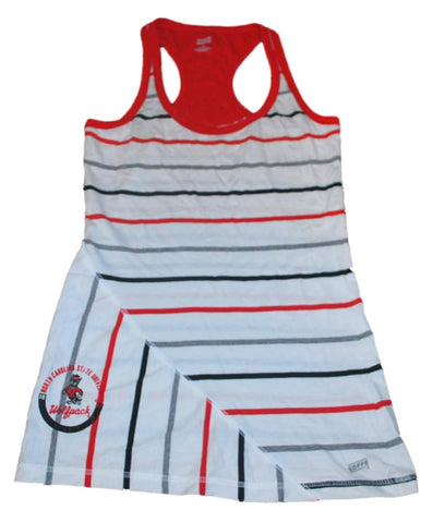 NC State Wolfpack The Cotton Exchange Women White Striped Racerback Tank Top (S) - Sporting Up