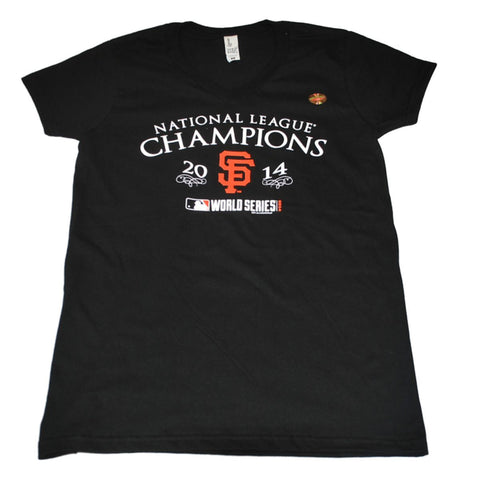 Shop San Francisco Giants SAAG Women Black 2014 NLCS Champions V-Neck T-Shirt - Sporting Up