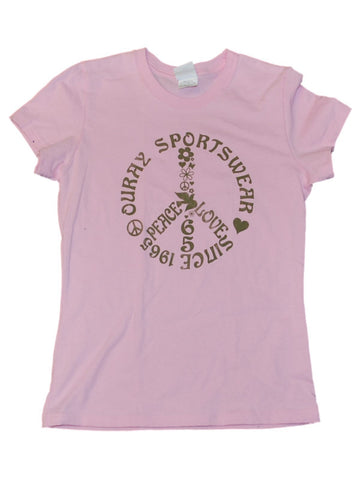Ouray Sportswear Women Light Pink Peace Sign Logo Short Sleeve T-Shirt (S) - Sporting Up