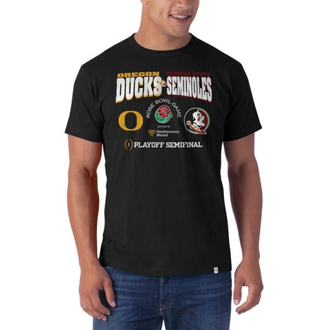 Oregon Ducks Florida State Seminoles 47 Brand 2015 Rose Bowl Black T-Shirt - Sporting Up
