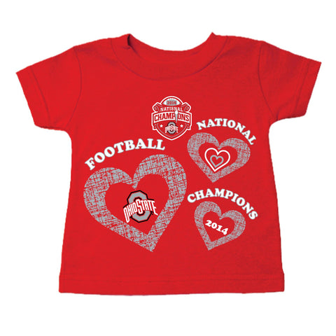 Ohio State Buckeyes 2015 College Football Champions Infant Toddler Heart T-Shirt - Sporting Up