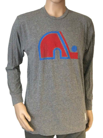 Quebec Nordiques Retro Brand Gray Triblend Vintage Logo Long Sleeve T-Shirt - Sporting Up