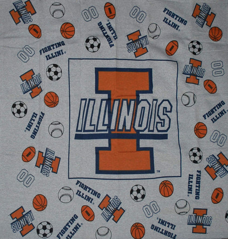 Illinois Fighting Illini Decorative Fabrics & Linens Youth Gray Blanket 45"x45" - Sporting Up