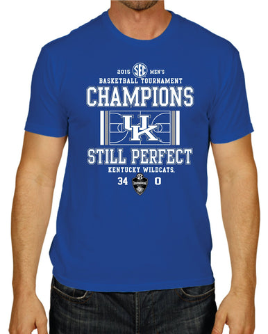 Kentucky Wildcats 2015 SEC Tournament Basketball Champions Blue T-Shirt - Sporting Up