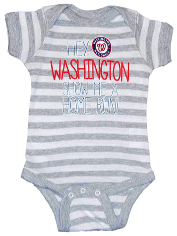 Washington Nationals SAAG Infant Gray Striped Home Run One Piece Outfit - Sporting Up