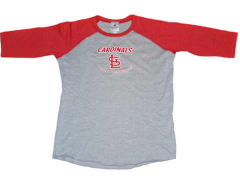St. Louis Cardinals SAAG Youth Girls Gray Red 3/4 Sleeve Baseball T-Shirt - Sporting Up