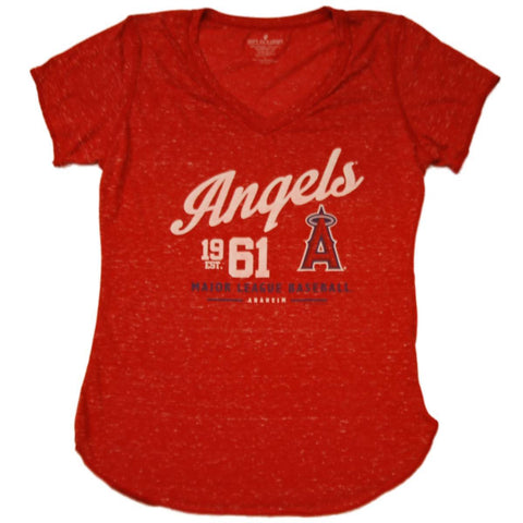 Los Angeles Angels SAAG Women Red Flecked Lightweight V-Neck T-Shirt - Sporting Up
