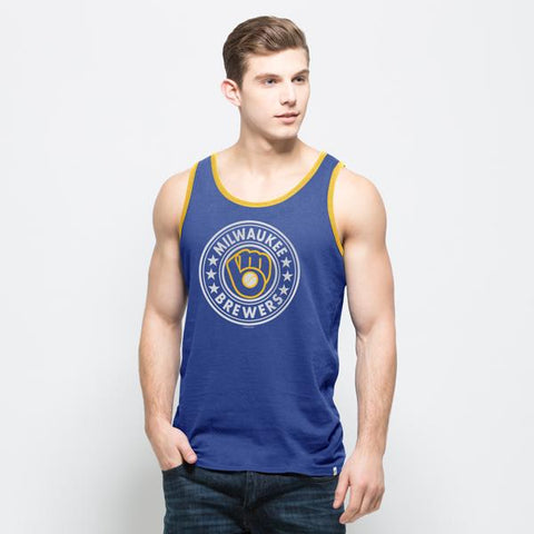 Milwaukee Brewers 47 Brand Blue All Pro Sleeveless Cotton Tank Top T-Shirt - Sporting Up