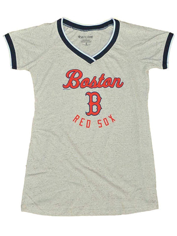 Boston Red Sox SAAG Women Maternity Natural Soft Triblend V-Neck T-Shirt - Sporting Up