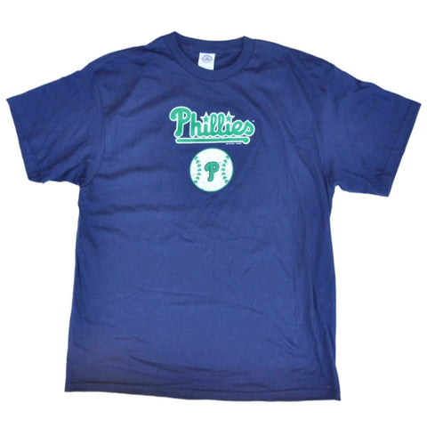 Shop Philadelphia Phillies SAAG Women Navy Green Baseball Loose Cotton T-Shirt - Sporting Up