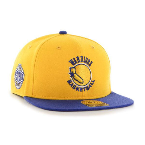 Golden State Warriors 47 Brand Gold Blue Retro 1972 Sure Shot Adj Snap Hat Cap - Sporting Up