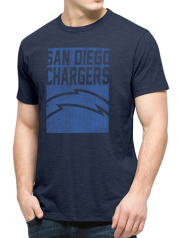 Shop San Diego Chargers 47 Brand Navy Block Logo Soft Cotton Scrum T-Shirt - Sporting Up