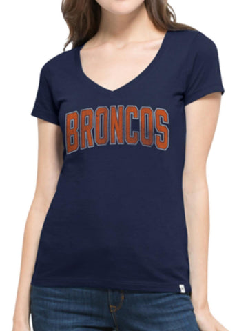 Denver Broncos 47 Brand Women Navy MVP Flanker V-Neck T-Shirt - Sporting Up