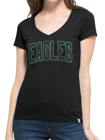 Philadelphia Eagles 47 Brand Women Black MVP Flanker V-Neck T-Shirt - Sporting Up