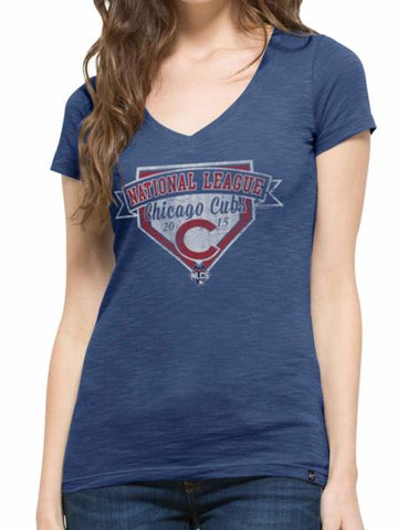 Shop Chicago Cubs 47 Brand Womens 2015 NLCS MLB Postseason Scrum Blue T-Shirt - Sporting Up