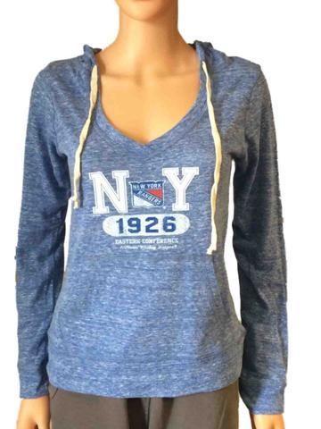 New York Rangers SAAG Women Blue Lightweight Pullover Hoodie Sweatshirt - Sporting Up