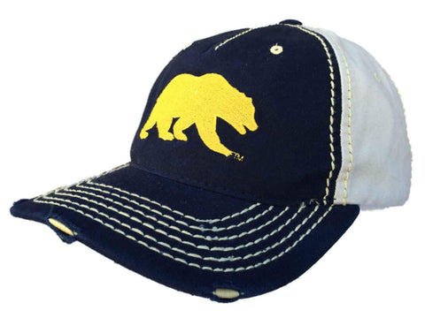 Cal Bears Retro Brand Navy Beige Stitched Worn Style Snapback Hat Cap - Sporting Up
