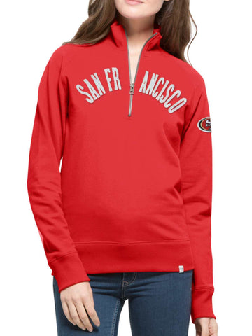 Shop San Francisco 49ers 47 Brand Women Red 1/4 Zip Cross-Check Sweatshirt - Sporting Up