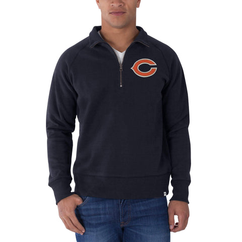 Shop Chicago Bears 47 Brand Fall Navy 1/4 Zip Cross-Check Pullover Sweatshirt - Sporting Up