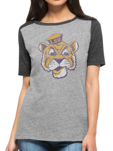 LSU Tigers 47 Brand Women Gray Vintage 1955 Tri-Blend Empire T-Shirt - Sporting Up