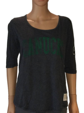 Shop Vancouver Canucks Retro Brand Women Gray 3/4 Sleeve Scoop Boyfriend T-Shirt - Sporting Up