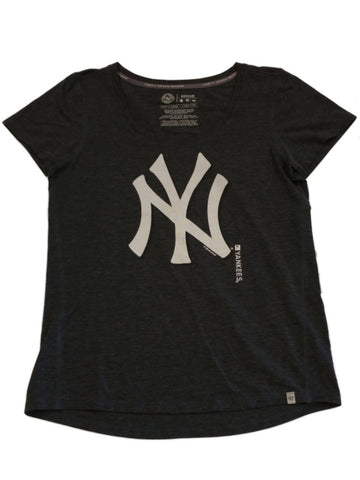 New York Yankees 47 Brand WOMEN Gray & White Short Sleeve Crew T-Shirt (M) - Sporting Up