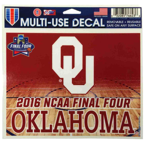 Oklahoma Sooners Wincraft 2016 Final Four Multi Use Reusable Decal Sticker 4"x5" - Sporting Up