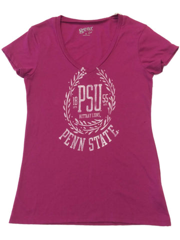 Penn State Nittany Lions Gear for Sports WOMENS Magenta SS V-Neck T-Shirt (M) - Sporting Up