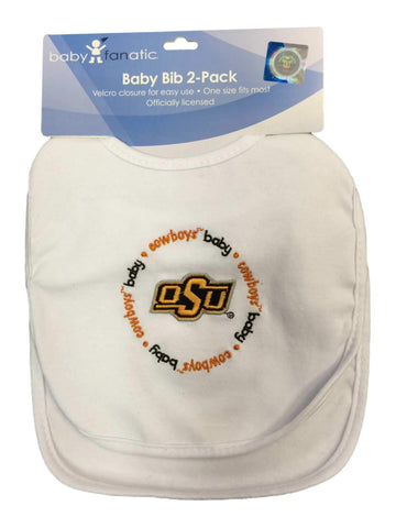 Oklahoma State Cowboys Baby Fanatic Infant Baby White Circular Logo Bib 2-Pack - Sporting Up