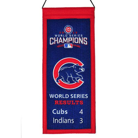 Chicago Cubs 2016 World Series Champions Embroidered Wool Mini Banner - Sporting Up