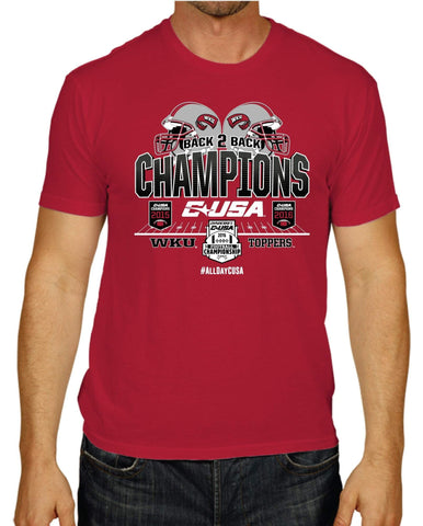 Shop Western Kentucky Hilltoppers Back to Back Football CUSA Conf Champs T-Shirt - Sporting Up