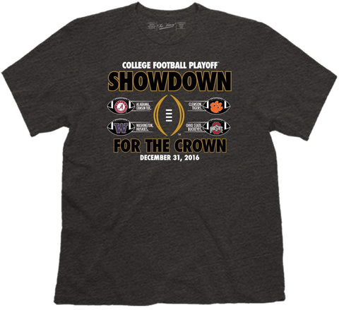 Shop 2017 College Football Playoff Showdown for the Crown Four Team T-Shirt - Sporting Up