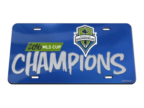 Shop Seattle Sounders 2016 MLS Cup Champions Crystal Mirror License Plate Cover - Sporting Up