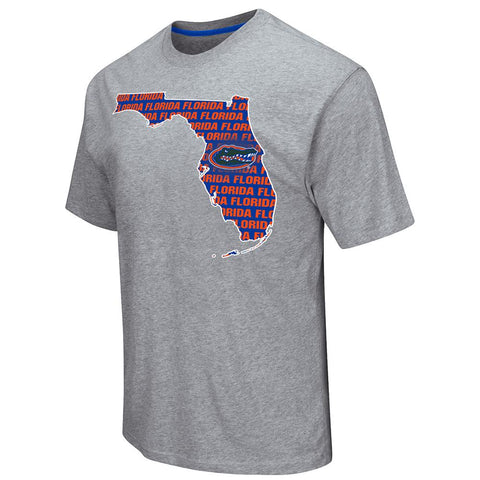 Florida Gators Colosseum Gray State Outline Short Sleeve Cotton T-Shirt - Sporting Up