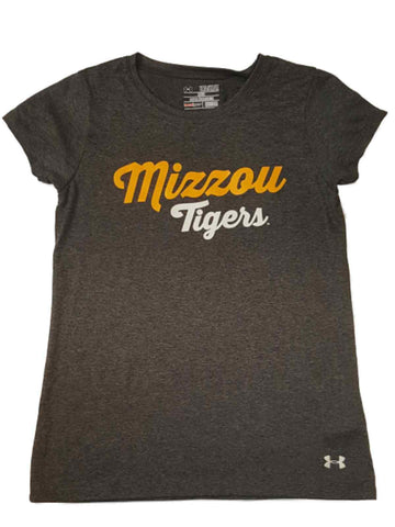 Shop Missouri Tigers Under Armour Heatgear GIRLS Charcoal Gray Loose SS T-Shirt (M) - Sporting Up
