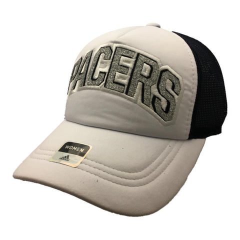 Indiana Pacers Adidas WOMENS White Adj Glitter Logo Mesh Snapback Hat Cap - Sporting Up