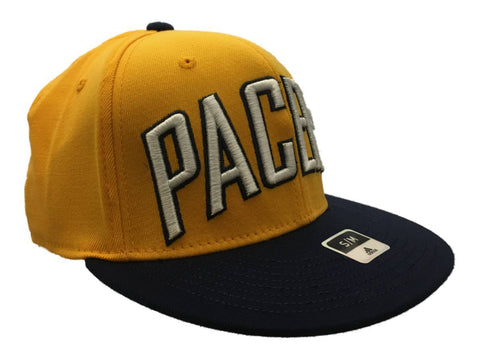 Indiana Pacers Adidas FitMax 70 Yellow Structured Fitted Flat Bill Hat Cap (S/M) - Sporting Up