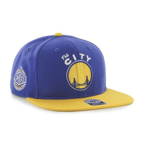 Golden State Warriors 47 Brand Blue Gold Sure Shot Adjustable Snapback Hat Cap - Sporting Up