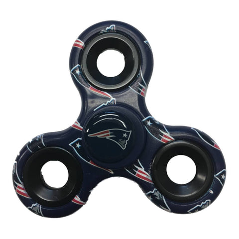 New England Patriots NFL Navy Multi-Logo Three Way Diztracto Fidget Hand Spinner - Sporting Up