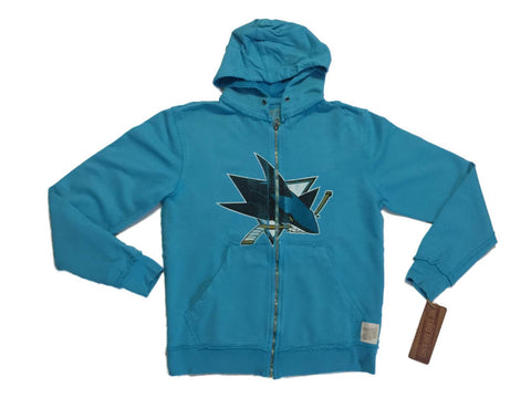 San Jose Sharks Retro Brand Teal Vintage Long Sleeve Full Zip Hooded Jacket - Sporting Up