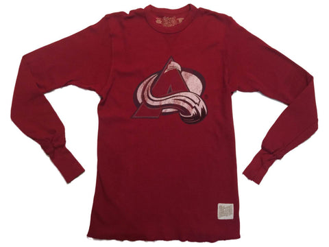Shop Colorado Avalanche Retro Brand Red Waffle Long Sleeve Pullover Sweatshirt - Sporting Up