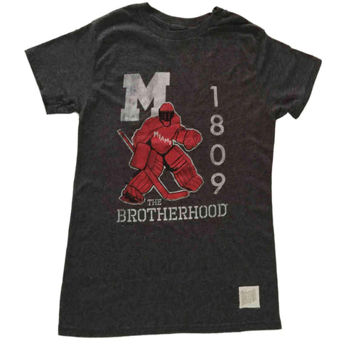 Shop Miami University Redhawks Retro Brand Gray Hockey The Brotherhood T-Shirt - Sporting Up