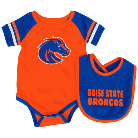 Boise State Broncos Colosseum Roll-Out Infant One Piece Outfit and Bib Set - Sporting Up