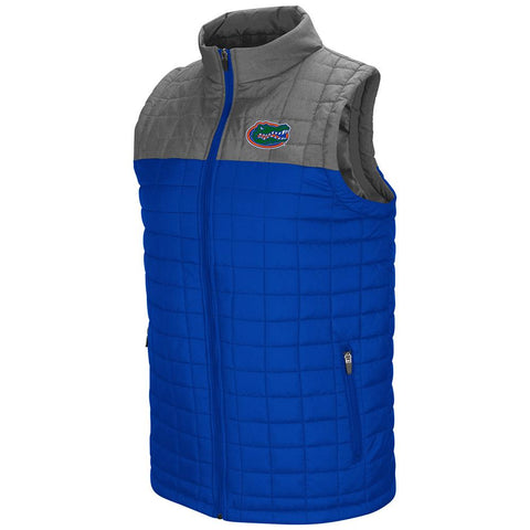 Shop Florida Gators Colosseum Amplitude Puff Full Zip 2 Tone Blue Gray Vest - Sporting Up