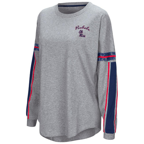 Shop Ole Miss Rebels Colosseum WOMEN'S Gray "Mast" Oversized LS T-Shirt - Sporting Up