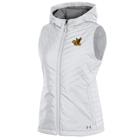 Shop Iowa Hawkeyes Under Armour WOMEN'S White Storm Fitted Hooded Puffer Vest - Sporting Up